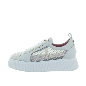 SCARPE DONNA LORENZO MARI SNEAKER SALLY IN PELLE E RETE STRASS BIANCO SALLY24