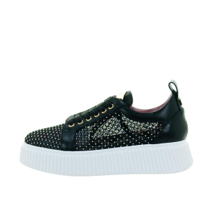SCARPE DONNA LORENZO MARI SNEAKER SALLY IN PELLE E RETE STRASS NERO SALLY24