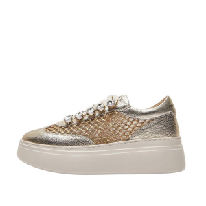 SCARPE DONNA EMANUÉLLE VEE SNEAKER BICE PELLE E RAFFIA GOLD 451P30218P110CB