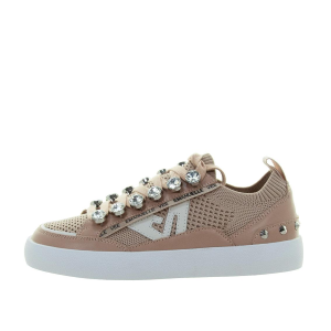 SCARPE DONNA EMANUÉLLE VEE SNEAKER SOLEDAD IN PELLE E TESSUTO BEIGE 451P30011P003CB
