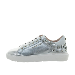 SCARPE DONNA LORENZO MARI SNEAKER SIRIO IN PELLE LAMINATA SILVER WHITE