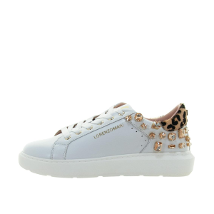 SCARPE DONNA LORENZO MARI SNEAKER SIRIO IN PELLE E CAVALLINO WHITE LEOPARD