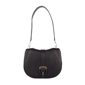 BORSE CROMIA DONNA LADIES BAG MALIBU' A SPALLA IN PELLE NERO 1405976