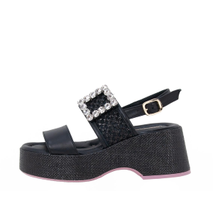 SCARPE DONNA LORENZO MARI SANDALI TEA IN PELLE E STRASS NERO TEA04