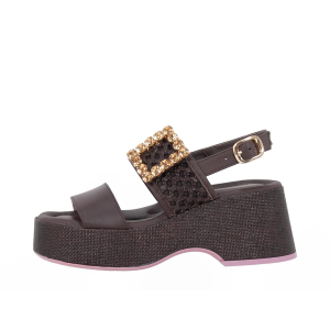 SCARPE DONNA LORENZO MARI SANDALI TEA IN PELLE E STRASS TESTA MORO TEA04