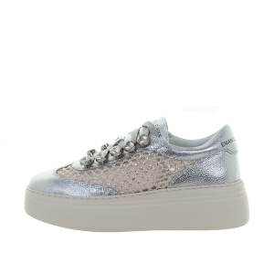 SCARPE DONNA EMANUÉLLE VEE SNEAKER BICE PELLE E RAFFIA SILVER 451P30218P110CB