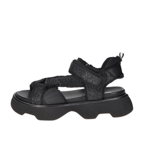 SCARPE DONNA JEANNOT SANDALI IN RASO E STRASS NERO TJ522E