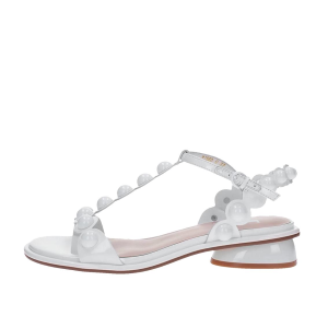 SCARPE DONNA JEANNOT SANDALO IN PELLE EFFETTO VERNICE BIANCO TJ553Q