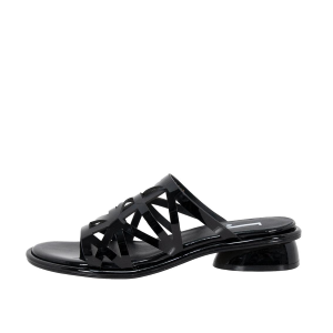 SANDALI DONNA JEANNOT CIABATTE IN PELLE EFFETTO VERNICE NERO TJ551P