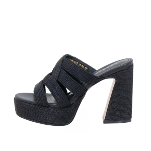 SANDALI DONNA EMANUÉLLE VEE SABOT GIUNONE 915-15 IN RAFFIA BLACK 451M91515RA