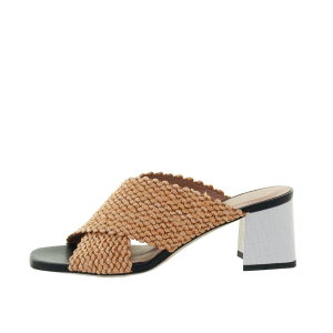 SANDALI GIANMARCO SORELLI DONNA SABOT ROMY IN RAFFIA ONDEL OCRA 2184