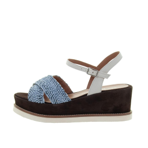 SANDALI GIANMARCO SORELLI DONNA ZEPPA JIL/XL IN RAFFIA PERSICO CIELO 3036