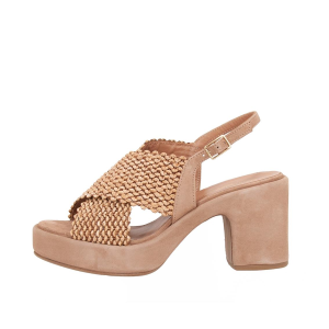 SCARPE GIANMARCO SORELLI DONNA SANDALI JANE RAFFIA E PELLE SCAMOSCIATA ANTILOPE 3022
