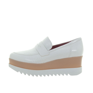 SCARPE DONNA LORENZO MARI MOCASSINO PATTY 01 ECO VERNICE STRETCH MARIEL BIANCO