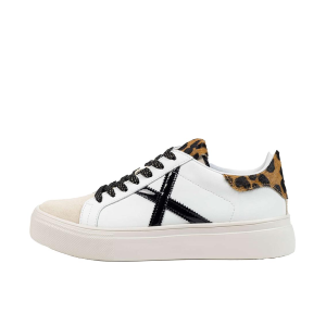 SCARPE MUNICH DONNA SNEAKER RETE SKY PELLE E ANIMALIER BIANCO RETESKY80