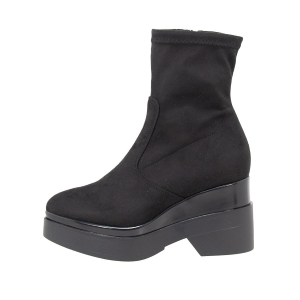 STIVALETTI DONNA LORENZO MARI POLLY IN ALCANTARA TESSUTO STRECH NERO POLLY 02