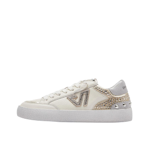 SCARPE DONNA EMANUÉLLE VEE SNEAKER OLIVIA IN PELLE IVORY GOLD 452P-500-23-P110CB