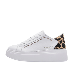 SCARPE DONNA EMANUÉLLE VEE SNEAKER BICE PELLE WHITE ANIMALIER 452P-503-19-P003CB