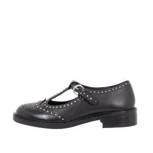 SCARPE DONNA EMANUÉLLE VEE MOCASSINO MARY JANE UMA IN PELLE BORCHIATA BLACK 452M81115CRW