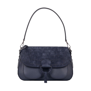 BORSE CROMIA DONNA LADIES BAG ERMIONE A SPALLA E TRACOLLA  IN PELLE NOTTE 1406151