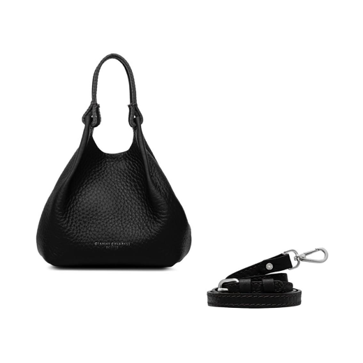 BORSE GIANNI CHIARINI DONNA MINI BAG DUA IN PELLE A MANO E TRACOLLA NERO CASTORO 9718