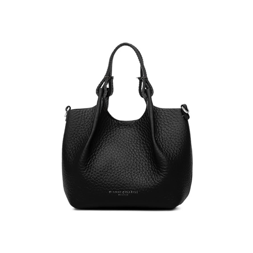 BORSE GIANNI CHIARINI DONNA MINI BAG DUA IN PELLE A MANO E TRACOLLA NERO CASTORO 9718