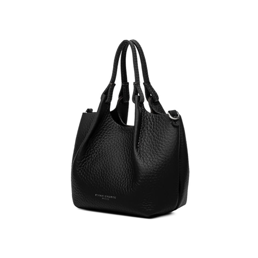 BORSE GIANNI CHIARINI DONNA MINI BAG DUA IN PELLE A MANO E TRACOLLA NERO CASTORO 9718