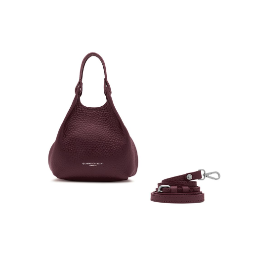BORSE GIANNI CHIARINI DONNA MINI BAG DUA IN PELLE A MANO E TRACOLLA WINE BERRY 9718