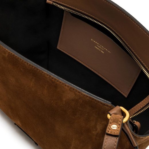 BORSE GIANNI CHIARINI DONNA BLOOM IN PELLE SCAMOSCIATA A SPALLA COGNAC 12036