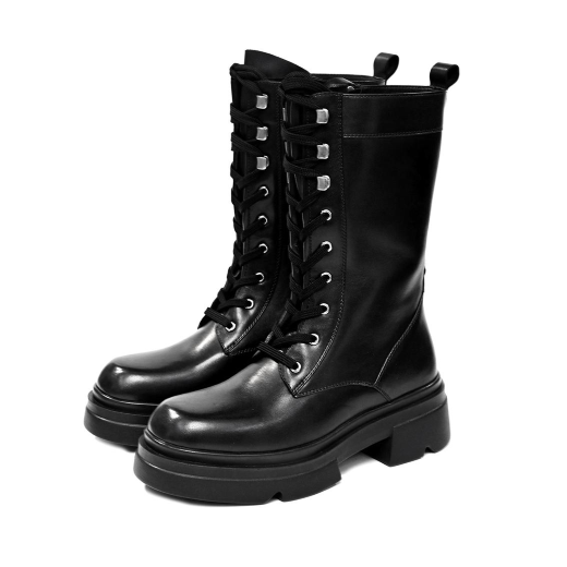 STIVALETTI DONNA EMANUÉLLE VEE ANFIBIO HERO IN PELLE BLACK 452M80912CRW