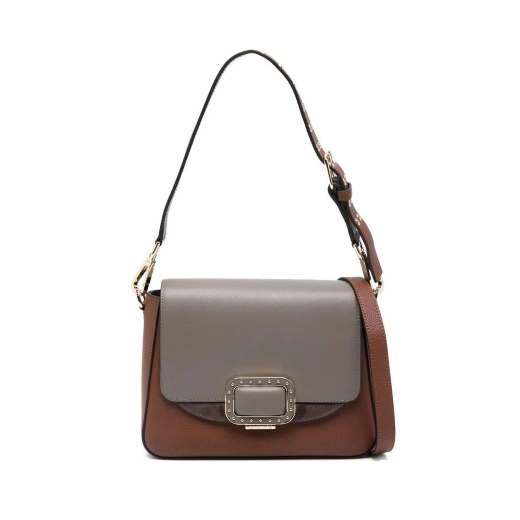 BORSE CROMIA DONNA LADIES BAG GRACE IN PELLE A SPALLA E TRACOLLA MANDORLA 1406139