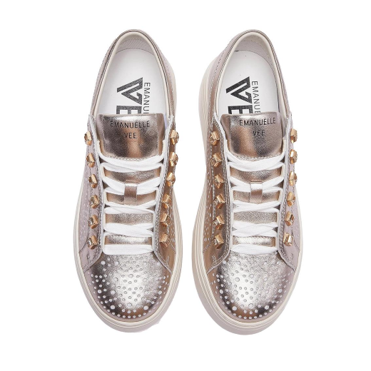 SCARPE DONNA EMANUÉLLE VEE SNEAKER BICE PELLE LAMINATA GOLD 461P90116P005