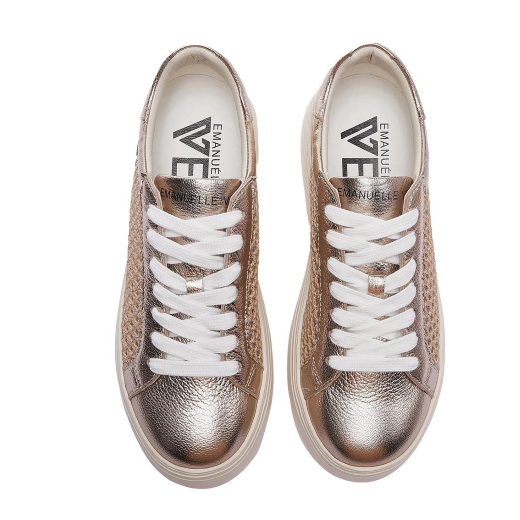 SCARPE DONNA EMANUÉLLE VEE SNEAKER BICE PELLE LAMINATA E RAFFIA GOLD 461P90118P110CB