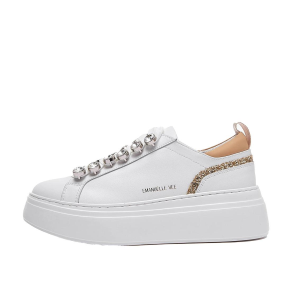 SCARPE DONNA EMANUÉLLE VEE SNEAKER BICE PELLE WHITE GOLD 461P90113P003