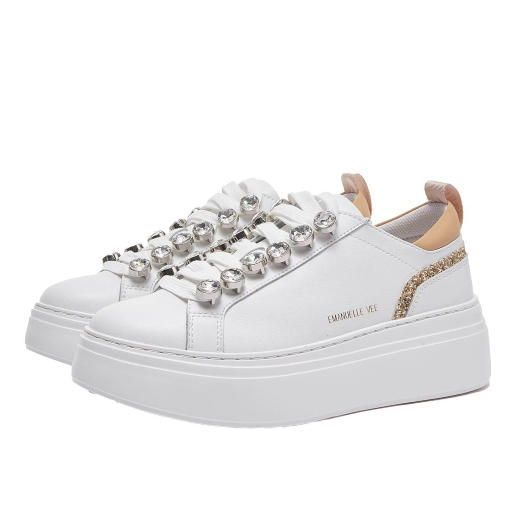 SCARPE DONNA EMANUÉLLE VEE SNEAKER BICE PELLE WHITE GOLD 461P90113P003