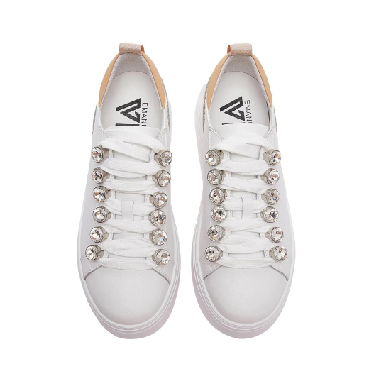 SCARPE DONNA EMANUÉLLE VEE SNEAKER BICE PELLE WHITE GOLD 461P90113P003