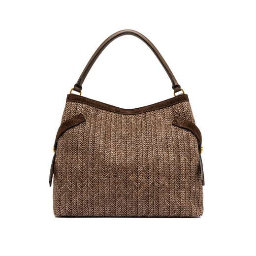 BORSE GIANNI CHIARINI DONNA CLAUDETTE IN RAFFIA E CAMOSCIO A SPALLA CHOCO BS11900