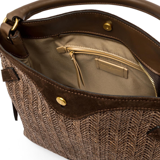 BORSE GIANNI CHIARINI DONNA CLAUDETTE IN RAFFIA E CAMOSCIO A SPALLA CHOCO BS11900
