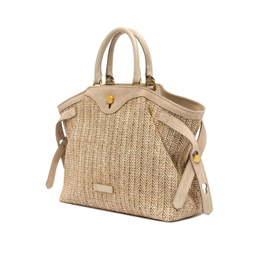 BORSE GIANNI CHIARINI DONNA CLAUDETTE IN RAFFIA E CAMOSCIO A MANO CLAUDETTE SABBIA BS11901