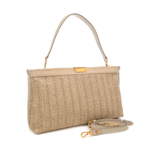 BORSE GIANNI CHIARINI DONNA MARIGOLD IN RAFFIA E CAMOSCIO A SPALLA SABBIA BS12245