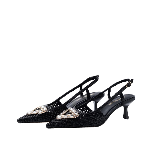 SCARPE DONNA EMANUÉLLE DECOLLETE DIVINA IN RAFFIA BLACK 461M21811T200