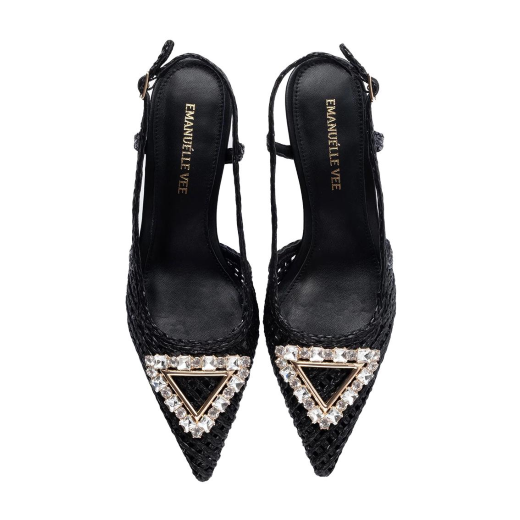 SCARPE DONNA EMANUÉLLE DECOLLETE DIVINA IN RAFFIA BLACK 461M21811T200