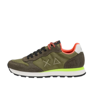 SCARPE SUN68 UOMO SNEAKER TOM FLUO PELLE SCAMOSCIATA E TESSUTO TECNICO MILITARE Z36102