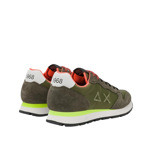 SCARPE SUN68 UOMO SNEAKER TOM FLUO PELLE SCAMOSCIATA E TESSUTO TECNICO MILITARE Z36102