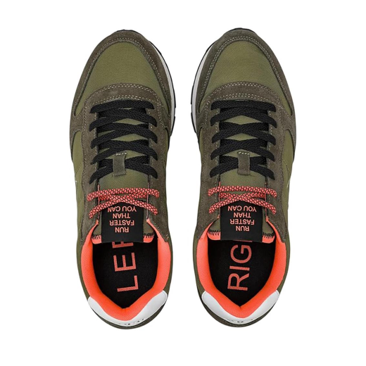 SCARPE SUN68 UOMO SNEAKER TOM FLUO PELLE SCAMOSCIATA E TESSUTO TECNICO MILITARE Z36102