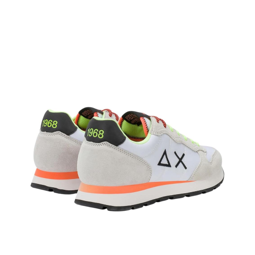 SCARPE SUN68 UOMO SNEAKER TOM FLUO PELLE SCAMOSCIATA E TESSUTO TECNICO BIANCO Z36102