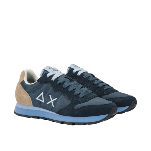 SCARPE SUN68 UOMO SNEAKER TOM MULTICOLOR PELLE SCAMOSCIATA E TESSUTO TECNICO NAVY BLUE Z36106