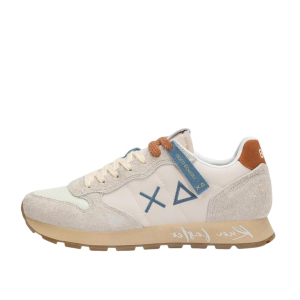 SCARPE SUN68 UOMO SNEAKER TOM VINTAGE PELLE SCAMOSCIATA E TESSUTO TECNICO BIANCO PANNA Z36104
