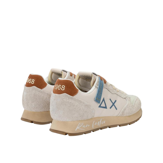 SCARPE SUN68 UOMO SNEAKER TOM VINTAGE PELLE SCAMOSCIATA E TESSUTO TECNICO BIANCO PANNA Z36104