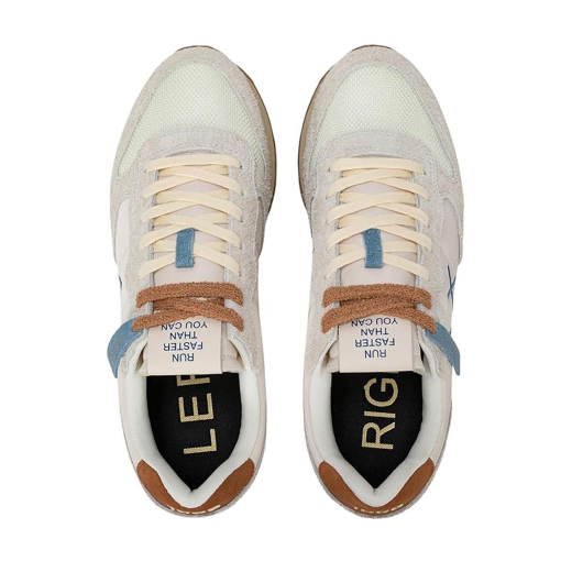 SCARPE SUN68 UOMO SNEAKER TOM VINTAGE PELLE SCAMOSCIATA E TESSUTO TECNICO BIANCO PANNA Z36104